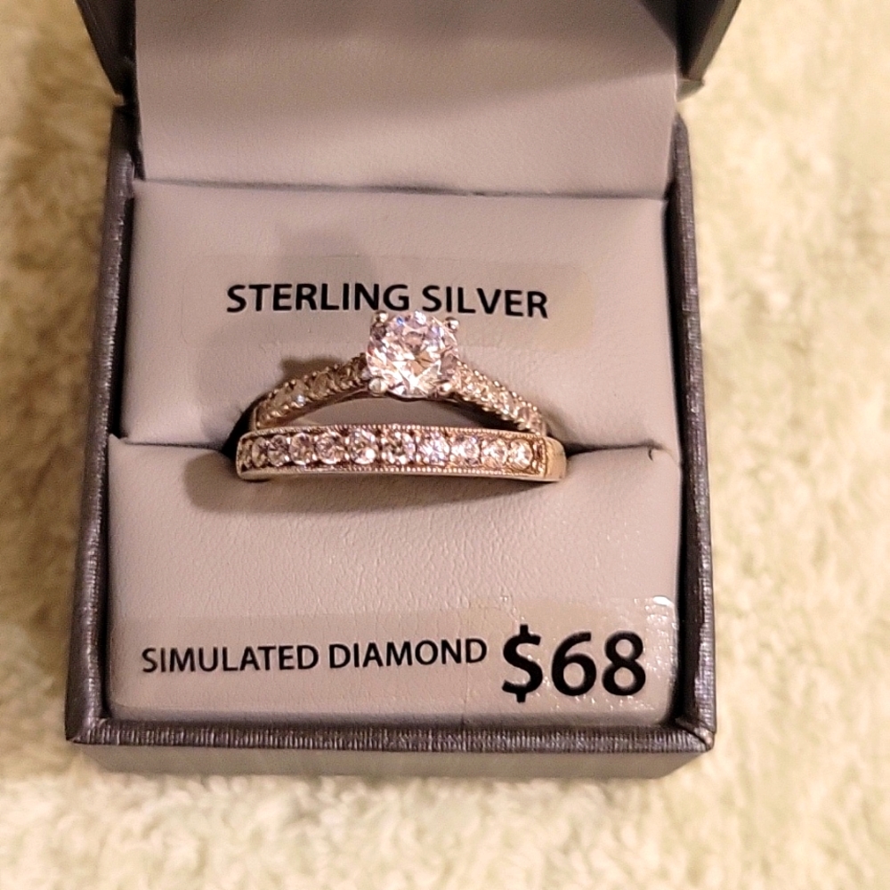 Sterling Silver & Simulated Diamond Wedding Set
